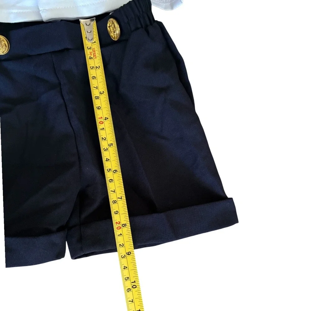 Spring Notion Boys Sailor Outfit Set White Navy Captain Hat Size S Small